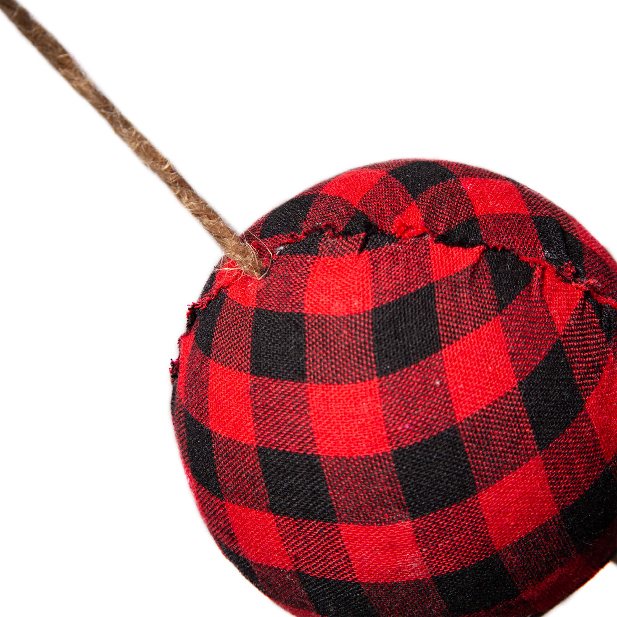 Glitzhome® 6ft. Red & Black Plaid Fabric Garland Set
